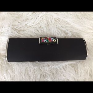Black satin evening or clutch bag
